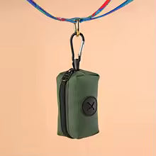 Canvas Dog Poop Bag Holder – Outdoor Pet Waste Bag Dispenser with Carabiner Clip
