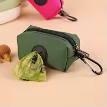 Canvas Dog Poop Bag Holder – Outdoor Pet Waste Bag Dispenser with Carabiner Clip