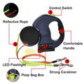 3M Retractable Double Dog Leash with Lights – Black