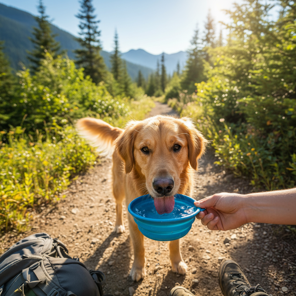 Dog drinking from bowl